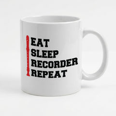 EAT SLEEP RECORDER REPEAT - Mug - Funny Music Gift Present