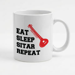 EAT SLEEP SITAR REPEAT - Mug - Funny Music Sitarist Gift Present