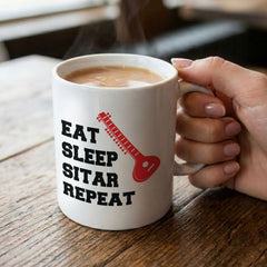 EAT SLEEP SITAR REPEAT - Mug - Funny Music Sitarist Gift Present