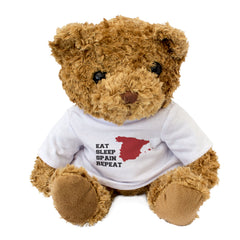 EAT SLEEP SPAIN REPEAT - Teddy Bear - Cute Cuddly - Funny Spanish Gift Present