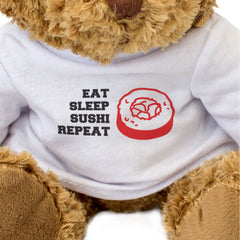 EAT SLEEP SUSHI REPEAT - Teddy Bear - Cute Cuddly Soft - Funny Gift Present