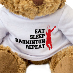 EAT SLEEP BADMINTON REPEAT - Teddy Bear - Cute Cuddly Soft - Gift Present