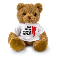 EAT SLEEP BOWLS REPEAT - Teddy Bear - Cute Cuddly Soft Adorable - Gift Present