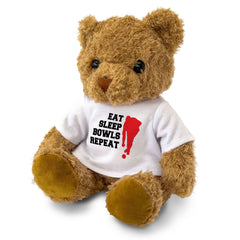 EAT SLEEP BOWLS REPEAT - Teddy Bear - Cute Cuddly Soft Adorable - Gift Present