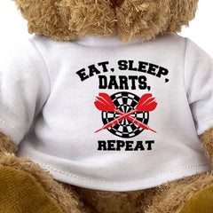 EAT SLEEP DARTS REPEAT - Teddy Bear - Cute Cuddly Soft Adorable - Gift Present