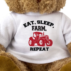 EAT SLEEP FARM REPEAT - Teddy Bear - Cute Cuddly Soft Adorable - Gift Present