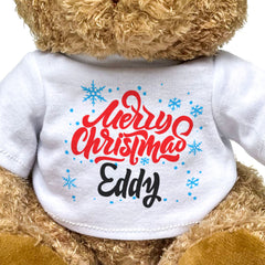 MERRY CHRISTMAS EDDY - Teddy Bear - Cute Cuddly Soft - Xmas Gift Present