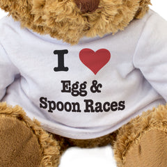 I LOVE EGG & SPOON RACES - Teddy Bear - Cute Cuddly Soft - Gift Present