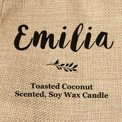 Emilia personalised faux-burlap candle gift bag