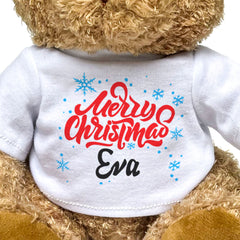 MERRY CHRISTMAS EVA - Teddy Bear - Cute Cuddly Soft - Xmas Gift Present