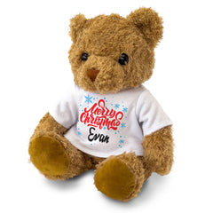MERRY CHRISTMAS EVAN - Teddy Bear - Cute Cuddly Soft - Xmas Gift Present