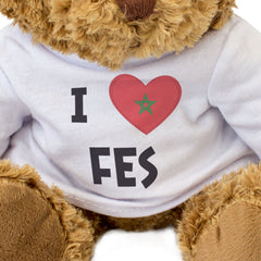 I LOVE FES (MOROCCO FLAG) - Teddy Bear - Cute Cuddly Soft - Gift Present