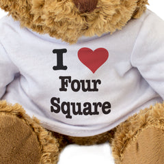 I LOVE FOUR SQUARE - Teddy Bear - Cute Cuddly Soft Adorable - Gift Present