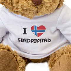 I LOVE FREDRIKSTAD (NORWAY FLAG) - Teddy Bear - Cute Cuddly Soft - Gift Present