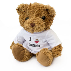 I LOVE FRESNO (CALIFORNIA FLAG) - Teddy Bear - Cute Cuddly - Gift Present