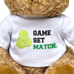GAME SET MATCH - Teddy Bear - Cute Soft - Funny Tennis Player Gift Present