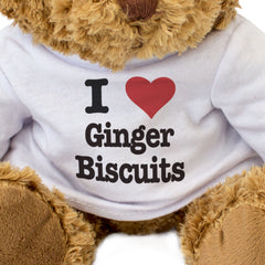 I LOVE GINGER BISCUITS - Teddy Bear - Cute Cuddly Soft - Funny Gift Present
