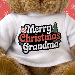MERRY CHRISTMAS GRANDMA - Teddy Bear - Cute Cuddly Soft - Xmas Gift Present