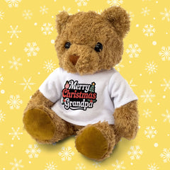 MERRY CHRISTMAS GRANDPA - Teddy Bear - Cute Cuddly Soft - Xmas Gift Present