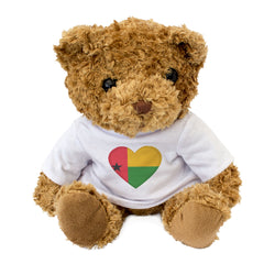 GUINEA BISSAU FLAG HEART - Teddy Bear - Cute Cuddly Soft - Gift Present