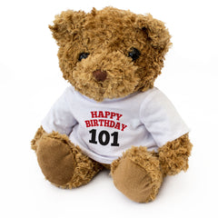 HAPPY BIRTHDAY 101 - Teddy Bear - Cute Soft Cuddly Adorable - 101st Gift Present