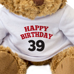 HAPPY BIRTHDAY 39 - Teddy Bear - Cute Soft Cuddly Adorable - 39th Gift Present