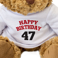 HAPPY BIRTHDAY 47 - Teddy Bear - Cute Soft Cuddly Adorable - 47th Gift Present
