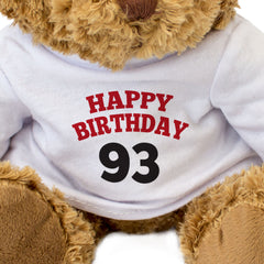 HAPPY BIRTHDAY 93 - Teddy Bear - Cute Soft Cuddly Adorable - 93rd Gift Present
