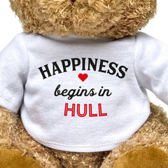 HAPPINESS BEGINS IN HULL - Teddy Bear - Cute Cuddly Soft - Gift Present