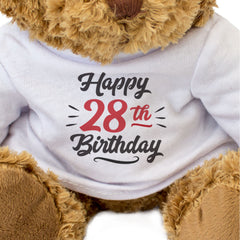 HAPPY 28TH BIRTHDAY - Teddy Bear - Cute Soft Cuddly - 28 Years Old Gift Present