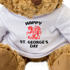 HAPPY ST. GEORGE'S DAY - Teddy Bear - Cute Cuddly Soft - English Gift Present