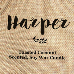 Harper personalised faux-burlap candle gift bag