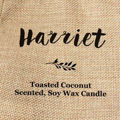 Harriet personalised faux-burlap candle gift bag