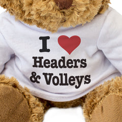 I LOVE HEADERS & VOLLEYS - Teddy Bear - Cute Cuddly Soft - Football Gift Present