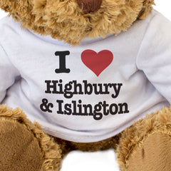 I LOVE HIGHBURY & ISLINGTON - Teddy Bear - Cute Cuddly Soft - Gift Present