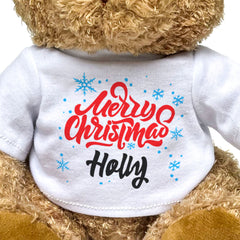 MERRY CHRISTMAS HOLLY - Teddy Bear - Cute Cuddly Soft - Xmas Gift Present