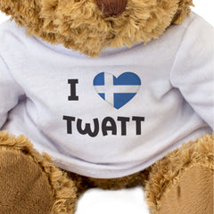 I LOVE TWATT (SHETLAND FLAG) - Teddy Bear - Cute Cuddly - Gift Present