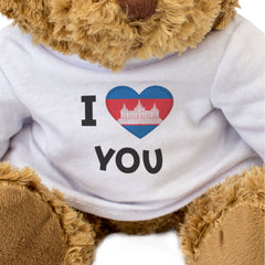 I LOVE YOU (CAMBODIAN FLAG) - Teddy Bear - Cute - Cambodia Romantic Gift Present