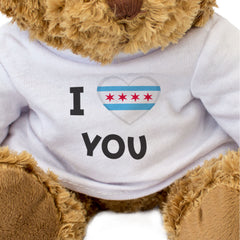 I LOVE YOU (CHICAGO FLAG) - Teddy Bear - Cute - Romantic Illinois Gift Present