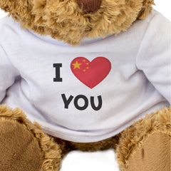 I LOVE YOU (CHINESE FLAG) - Teddy Bear - Cute - China Romantic Gift Present