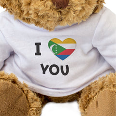 I LOVE YOU (COMOROS FLAG) - Teddy Bear - Cute - Comorian Romantic Gift Present