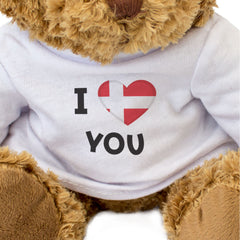 I LOVE YOU (DANISH FLAG) - Teddy Bear - Cute - Denmark Romantic Gift Present