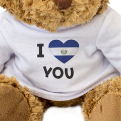 I LOVE YOU (EL SALVADOR FLAG) - Teddy Bear - Salvadorean Romantic Gift Present