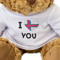 I LOVE YOU (FAROE ISLANDS FLAG) - Teddy Bear - Romantic Faroese Gift Present