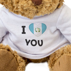 I LOVE YOU (GUATEMALA FLAG) - Teddy Bear - Guatemalan Romantic Gift Present