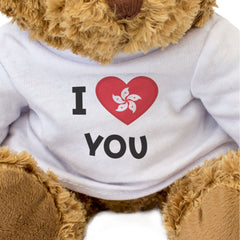 I LOVE YOU (HONG KONG FLAG) - Teddy Bear - Cute Cuddly - Romantic Gift Present