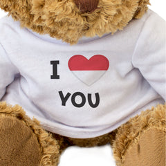 I LOVE YOU (INDONESIAN FLAG) - Teddy Bear - Indonesia Romantic Gift Present