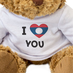 I LOVE YOU (LAOS FLAG) - Teddy Bear - Cute - Lao Laotian Romantic Gift Present