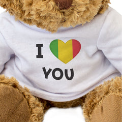 I LOVE YOU (MALI FLAG) - Teddy Bear - Cute - Malian Romantic Gift Present