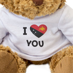 I LOVE YOU (PAPUA NEW GUINEA FLAG) - Teddy Bear - Cute - Romantic Gift Present